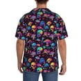 thumbnail image 3 of Pofeuu colorful mushroom Skull Print Mens Casual Short Sleeve Shirts Beach Summer Spread Collar Pocket Tops Men's Casual Short-sleeved Shirt-X-Large, 3 of 5