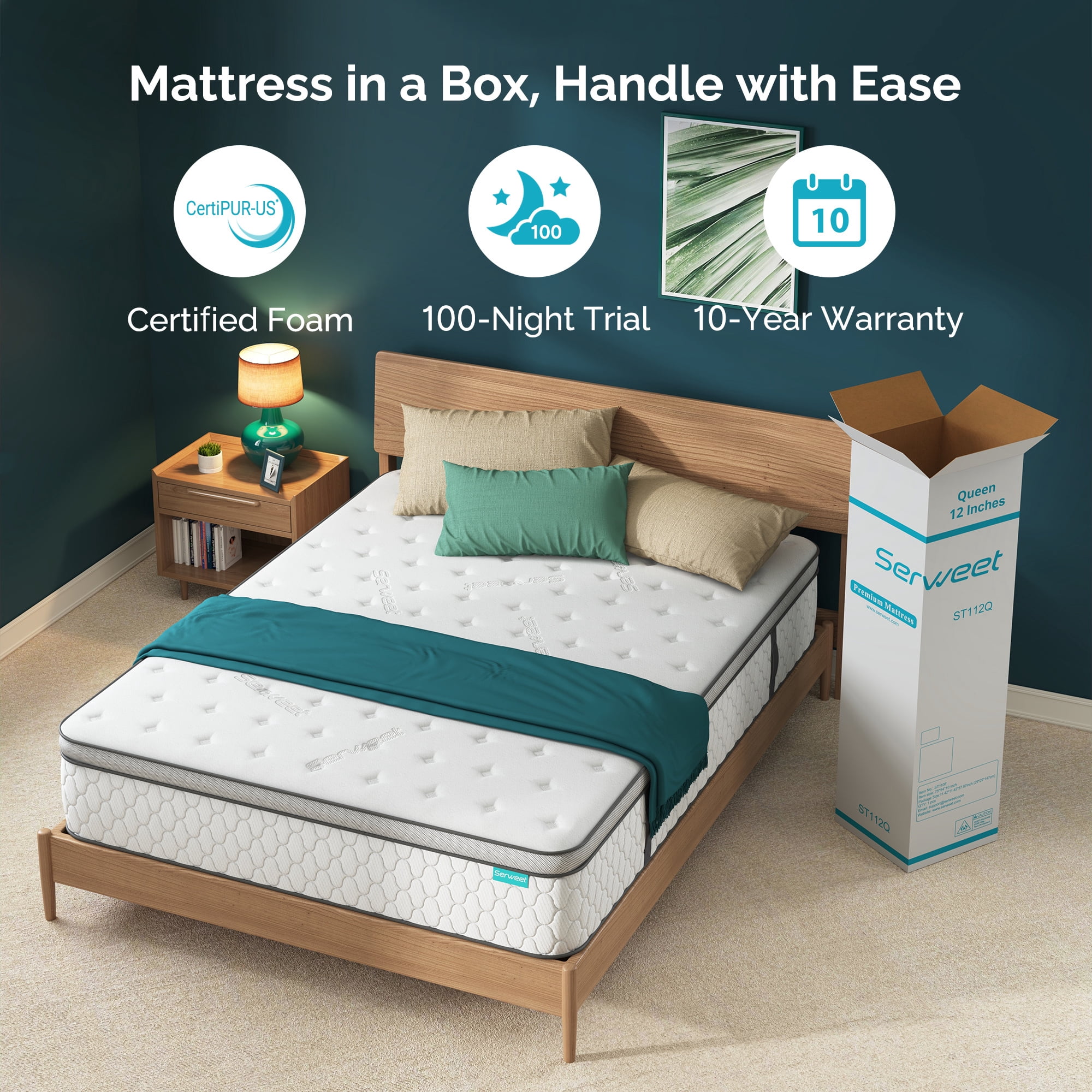 Serweet 8" Pocket Coils Full Medium Firm Tight Hybrid Mattress