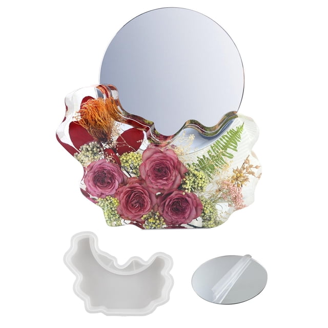 Molde de silicona para espejo, artesanías hechas a mano de cristal, adorno de fundición, herramientas de bricolaje, suministros para decoración del Baoblaze moldes de resina epoxi