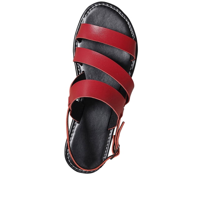 Virmaxy Sandales de Plage pour Femmes Été Nouvelle Mode Bout Rond Sandales Romaines de Plage pour Femmes Rouge 43