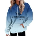 thumbnail image 3 of DDAPJ pyju Graphic Hoodies for Women Yes I'm Still Freezing Letter Printed Hooded Sweatshirt Oversized Drop Shoulder Hoodie Loose Casual Sweatshirts with Kangaroo Pocket Back to College Sale Blue L, 3 of 5