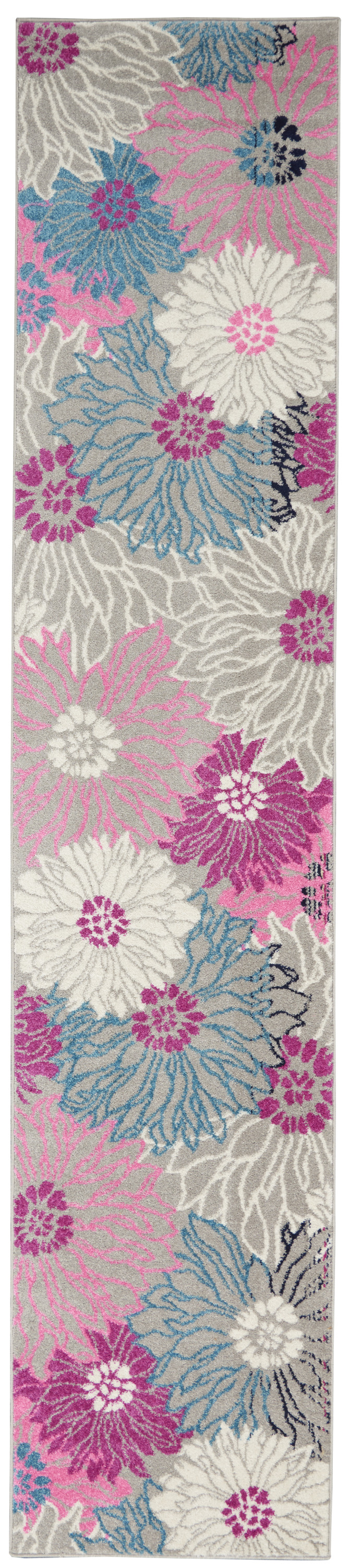 Nourison Passion Floral Grey 2'2" x 10' Area Rug, (2x10)