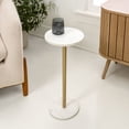 thumbnail image 5 of JONATHAN Y 10" x 22.25" White Marble and Gold Drink Table, Contemporary Minimalist Round Pedestal Accent Side Table MTB1110C, 5 of 8
