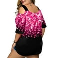 thumbnail image 4 of DYMADE Women Plus Size Sexy Off Shoulder Sleeve Floral Print T-shirt Elegant Top, 4 of 4