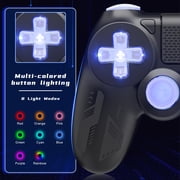 RGB Wireless Controller for P4,Gaming Controller for P4/PC/Steam/Phone with Turbo Functiont Long Battery With 1 USB-C Cable(Black)