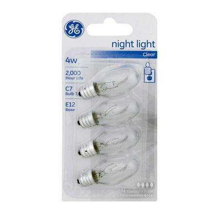 (12 Count) GE Night Light Bulbs Clear 4W (Best Light Bulbs For Clear Glass Pendant Lights)