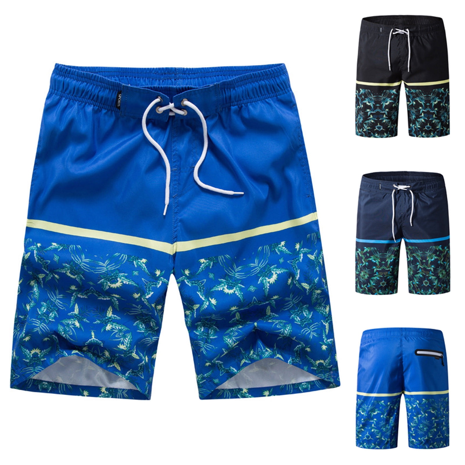 symoid Mens Swim Trunks Plus Size Hawaiian Summer Beach with Pockets