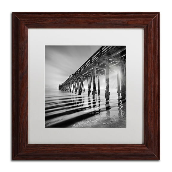 Trademark Fine Art "Pier and Shadows" Canvas Art by Moises Levy White Matte, Wood Frame