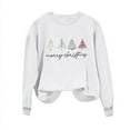 thumbnail image 5 of Womens Christmas Tree Print Sweatshirts Round Neck Tops Long Sleeve Blouses Comfort Casual Relaxed Fit Pullover Sweater Blouses Fall Fashion Outfits 2025 Christmas Fleece Teen Girls Christmas Clothes, 5 of 7