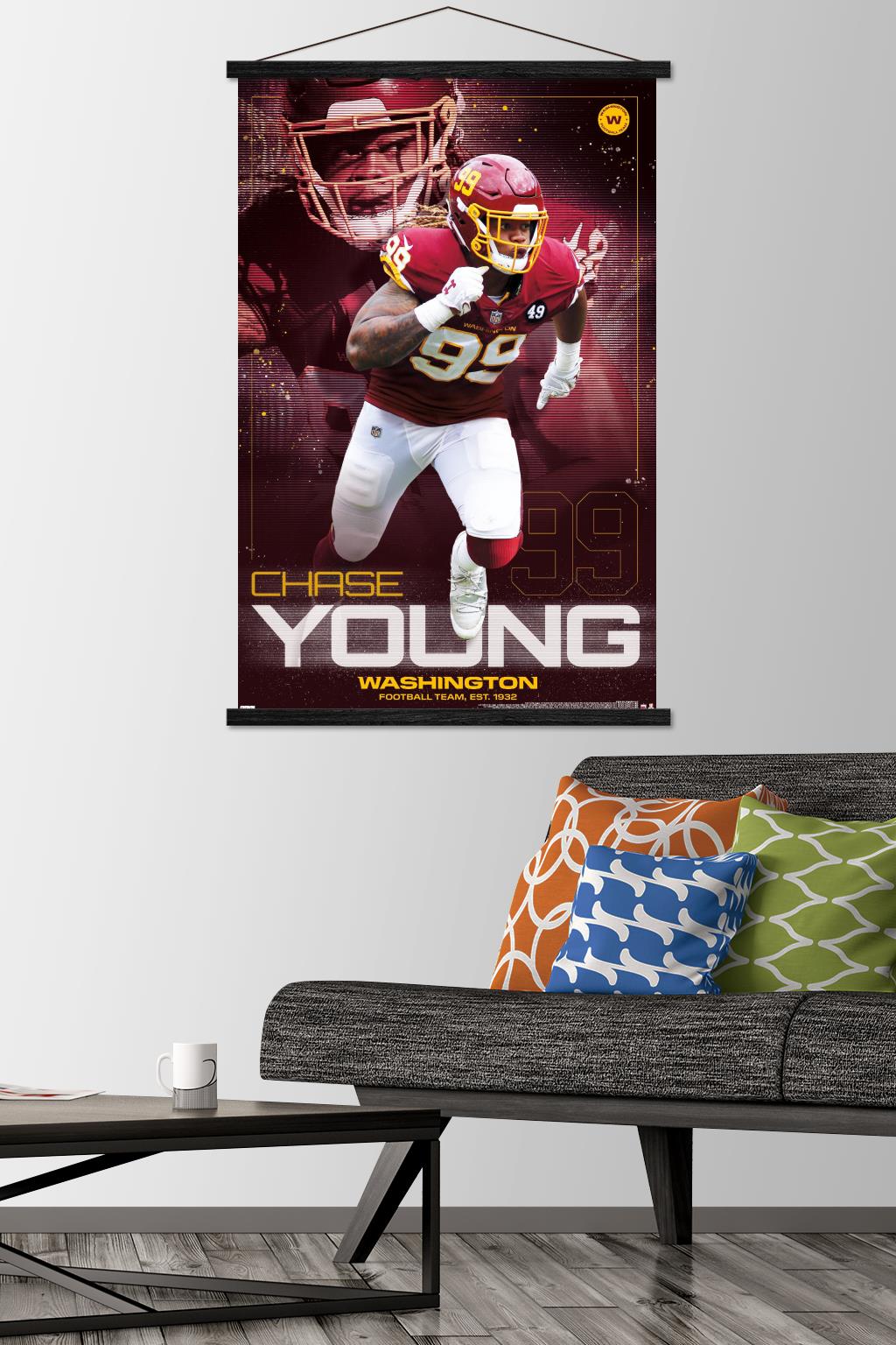 NFL Washington Football Team - Chase Young 20 Wall Poster, 22.375 x 34,  Framed