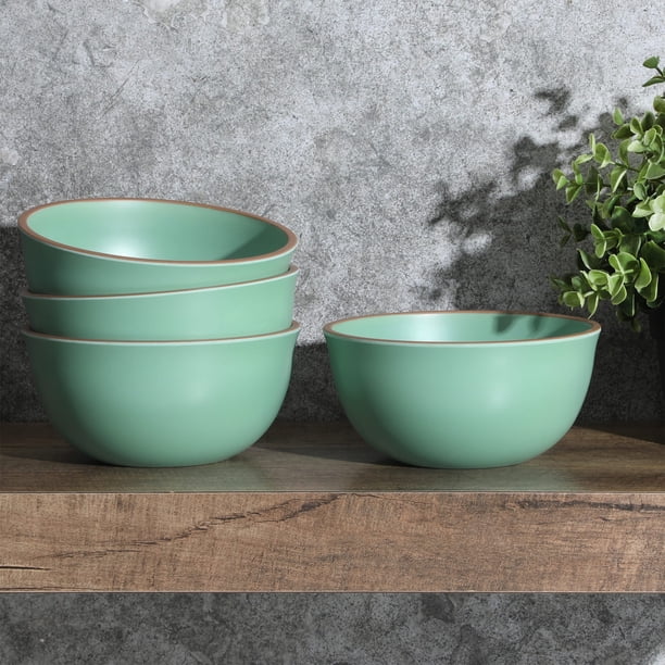 Gibson Home Rockabye Melamine Cereal Bowl Set - 4 Piece, 6.1 Inch, Green, Dishwasher Safe