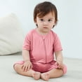 thumbnail image 6 of Avrnliq Pink Unisex Kids Zip-Up Romper Ultra-Soft Short Sleeve Tag-Free Diaper-Change Friendly Breathable Kids One-Piece for 0M-18M,Size 12 Months, 6 of 7
