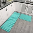 thumbnail image 2 of Turquoise Geometric Quatrefoil Pattern Kitchen Rugs Sets Of 2,Anti Fatigue Kitchen Mat Rugs Non Slip Washable,Decorative Kitchen Floor Mats for Kitchen,Sink,Laundry,17"x30"+17"x47", 2 of 7