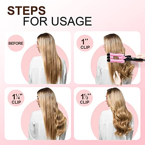 3 Barrel Curling Iron, 1 inch Hair Crimper Beach Waver Curling Iron, 25m Ceramic Tourmaline Triple Barrel Curling Iron, Heat Up Quickly Dual Voltage Three Barrel Curling Iron (Dreamy Pink) 3 Barrel Curling Iron, 1 inch Hair Crimper Beach Waver Curling Iron, 25m Ceramic Tourmaline Triple Barrel Curling Iron, Heat Up Quickly Dual Voltage Three Barrel Curling Iron (Dreamy Pink)