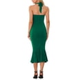 thumbnail image 3 of INSPIRE CHIC Wedding Guest Dresses for Women's Halter Neck Ruched Party Dress XS Dark Green, 3 of 6