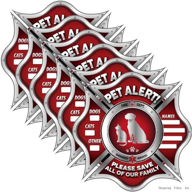 Pet Alert Stickers FIRE SAFETY ALERT And (6 PACK) Save Your Pets