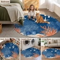 thumbnail image 6 of Ocean Corals Round Living Room Rugs 6 ft, Summer Beach Coral Sea Stars Dark Blue Washable Area Rug with Non-Slip Sturdy Edge Binding Round Carpet for Kitchen Office Bedroom, 6 of 9