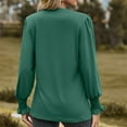 thumbnail image 5 of WREESH Womens Fashion T-Shirts Solid Color Pull-Up Bubble Sleeve V-Neck Tied Long Sleeved Casual Loose Pullover Green, 5 of 5