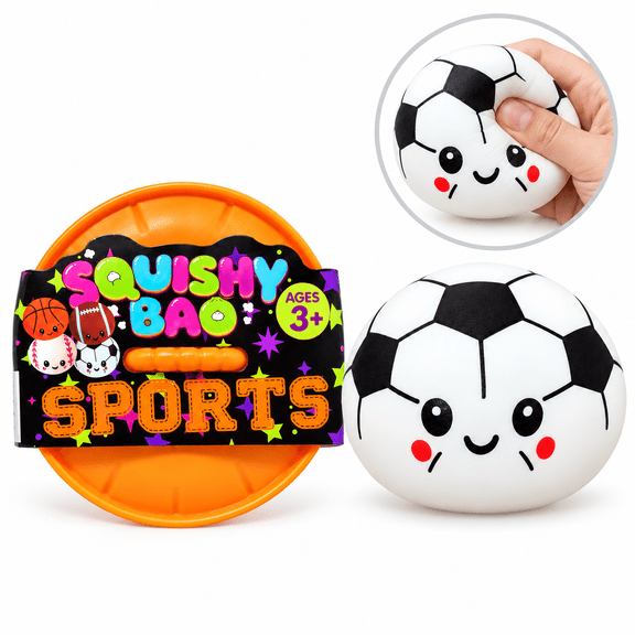 Mystery Dumpling - 3.5" Cute Soccer Squeeze Ball, Sports Themed Bao Bun Squishy Toy, Sensory Stress Relief Fidget Toy, Perfect Holiday Gift for Kids, Ages 3 