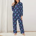 thumbnail image 2 of Sikiie blue daisy Skull flower Women's Long-Sleeve Shirt and Full-Length Bottom Pajama Set (s-xxl)-X-Large, 2 of 7