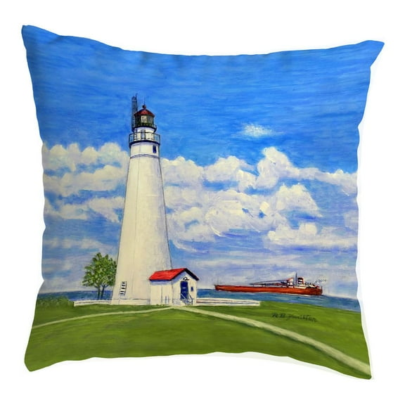 Betsy Drake Interiors Fort Gratiot Lighthouse, MI Small Noncorded Pillow 12x12