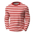 thumbnail image 5 of FRSASU Men's Shirt Striped Cotton Spandex Crewneck Long Sleeve Basic Pullover Casual Lightweight Loose Versatile Workout Tops Orange, 5 of 5