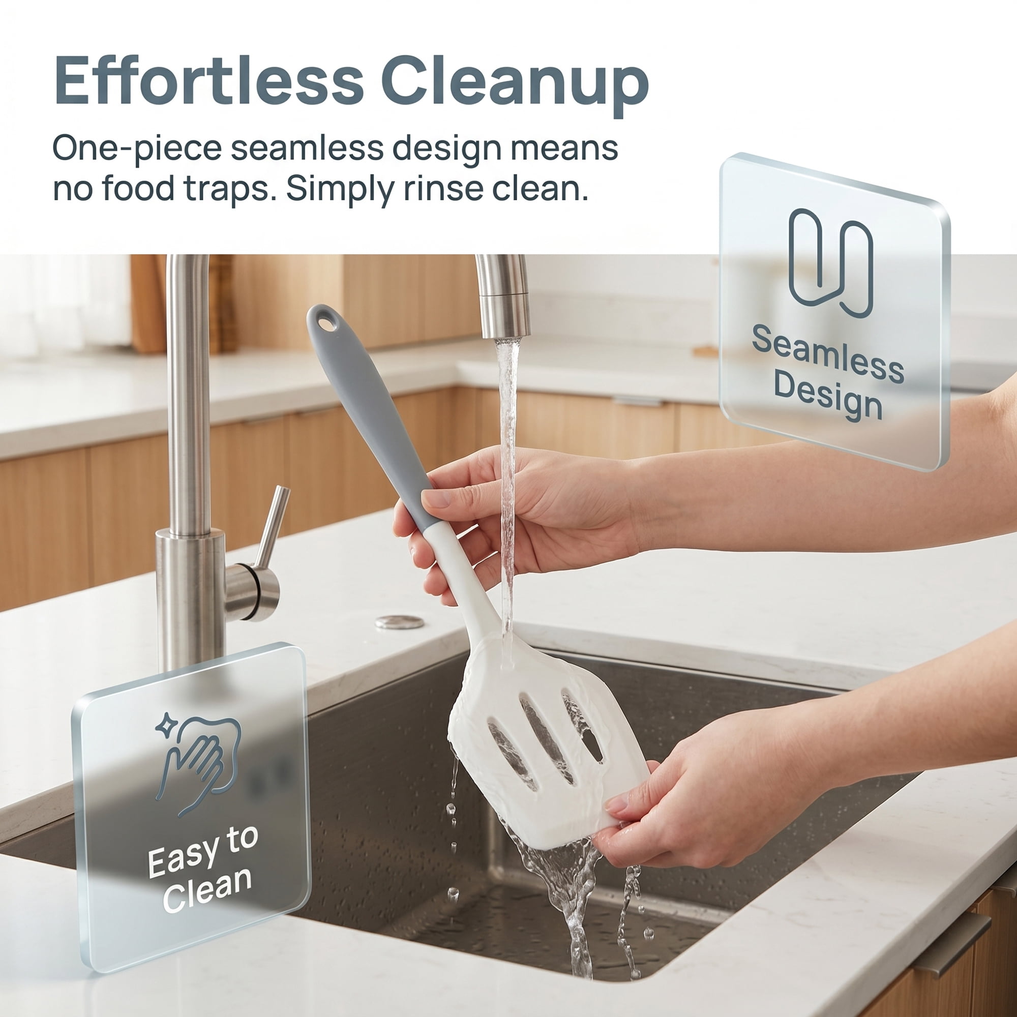 Unique Bargains Kitchen Utensils Heat-Resistant Safe Spatula for Frying Gray 12x3.1 inch