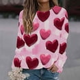 thumbnail image 1 of BVOFAR T-Shirts à Manches Longues Col Rond pour Femmes Imprimé Cœur Mignon Décontracté Grande Taille Tops Confortables 2025, 1 of 5