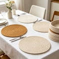 thumbnail image 6 of Round Cotton Yarn Placemats, Handwoven Heat Insulation Mat 10 Inch for Hot Dishes Pots Pans, Kitchen Table Protector & Home Decor for Dining, 6 of 6