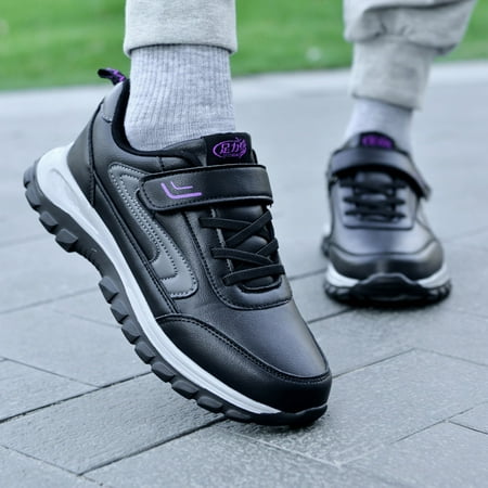 

XIAQUJ Fashion Autumn Women Sports Shoes Flat Non Slip Waterproof Lace up Comfortable Solid Color Simple Women s Fashion Sneakers Purple 8(40)