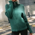 thumbnail image 2 of Fesfesfes Women Sweater Stand-up Collar Long Sleeve Zipper Solid Color Sweater Tee Tops Tops on, 2 of 5