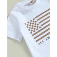 thumbnail image 6 of Suealasg 2Pcs Toddler Boys 4th of July Clothes Baby Boys Summer Independence Day Outfits Flag Print Crew Neck Short Sleeve T-Shirts Tops and Shorts 0-3T, 6 of 8