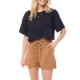 thumbnail image 5 of MixMatchy Women's Solid Elastic Waist band with Drawstring Tencel Shorts, 5 of 7