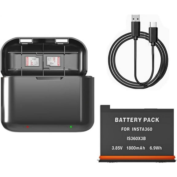 Dual USB Quick Battery Charger Hub Fit for Insta360 X3 Camera with Micro SD Card Slots and Insta 360 X3 Battery