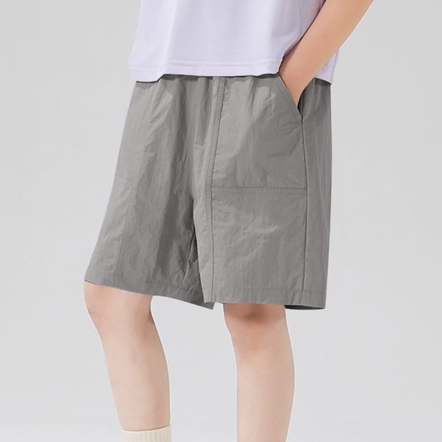 Popular Picks,Children's Solid Color Bottoms and Full-Length Pants for Spring and Summer,Comfortable, Breathable, Elastic Waist for Kids All-Weather Wear|Nylon,Spandex,Gray,Sopatenor