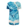 thumbnail image 4 of Pisexur Hauts d'Été Décontractés pour Femmes Imprimé Marbre Longline Col Rond Manches Courtes Tunique Fluide à Porter avec Leggings T-Shirts Amples, 4 of 5