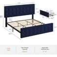 thumbnail image 2 of King Size Velvet Bed Frame with 4 Storage Drawers & Adjustable Headboard, Button Tufted Upholstered Platform Bed with Wooden Slats Support, Noise-Free, No Box Spring Needed, 2 of 9