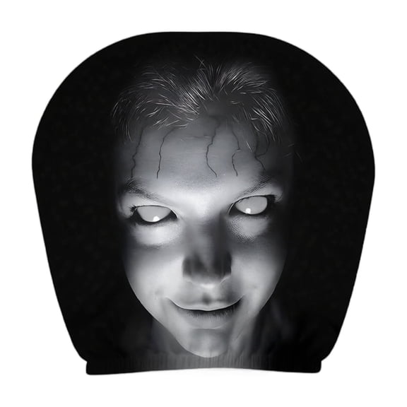 Ghost Face Headrest Covers For Cars, Spine-Chilling Scary Face Printed Auto Headrest Cover, Soft Breathable Fabric For All Vehicle Types (1PCS)