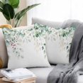 thumbnail image 2 of Eucalyptus Leaves Throw Pillow Covers 18x18 Inch Set of 2, Spring Botanical Pastoral Watercolor Waterproof Outdoor Pillow Covers, Decorative Cushion Pillowcases for Couch, Sofa, Bed, Garden, Patio, 2 of 9