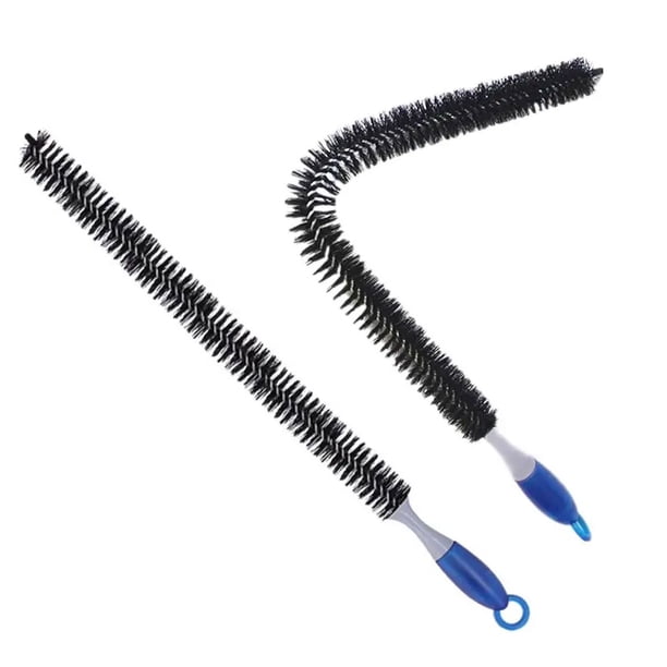 Cepillo de limpieza curvado para cafetera, quitamanchas, cepillo de limpieza de tuberías, cepillo flexible para motor (negro, 2 unidades)