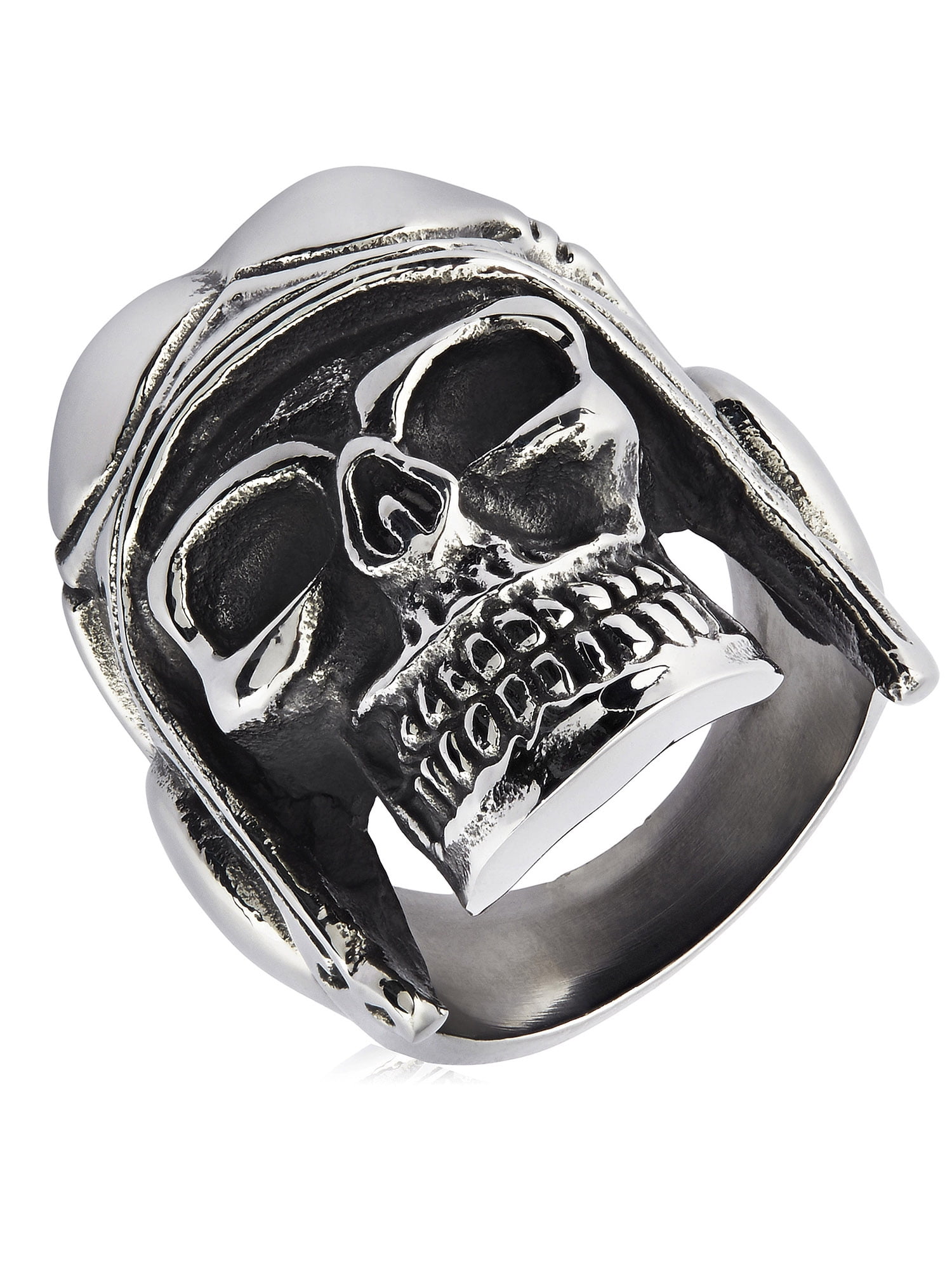 Halloween Men's New Stainless Steel Four Skull & Cross Biker Ring 