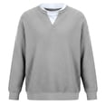 thumbnail image 5 of Zedker Sweatshirts for Men No Hood V Neck Long Sleeve Casual Thermal Ribbed Golf Shirts Fashion Big and Tall Pullover Tops Gray XXL, 5 of 5