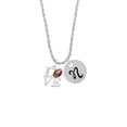 thumbnail image 2 of Delight Jewelry Silvertone Love with Football Silvertone Script Initial Disc - N - Charm Necklace, 20"+3", 2 of 4