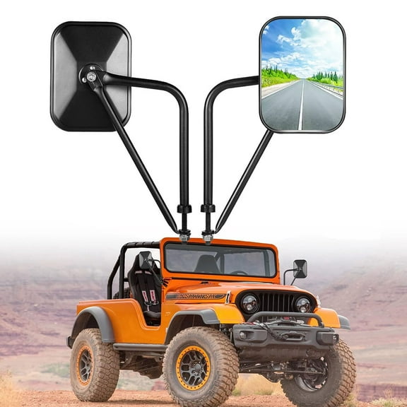 Jeep Side Mirrors Door Off, 8.2" Diagonal Wide Viewing Jeep Mirror, Jeep JK JL CJ YJ Mirrors&Unlimited, Anti-Shake, Wider View Easy-Install Rectangular Door Hinge Mirrors