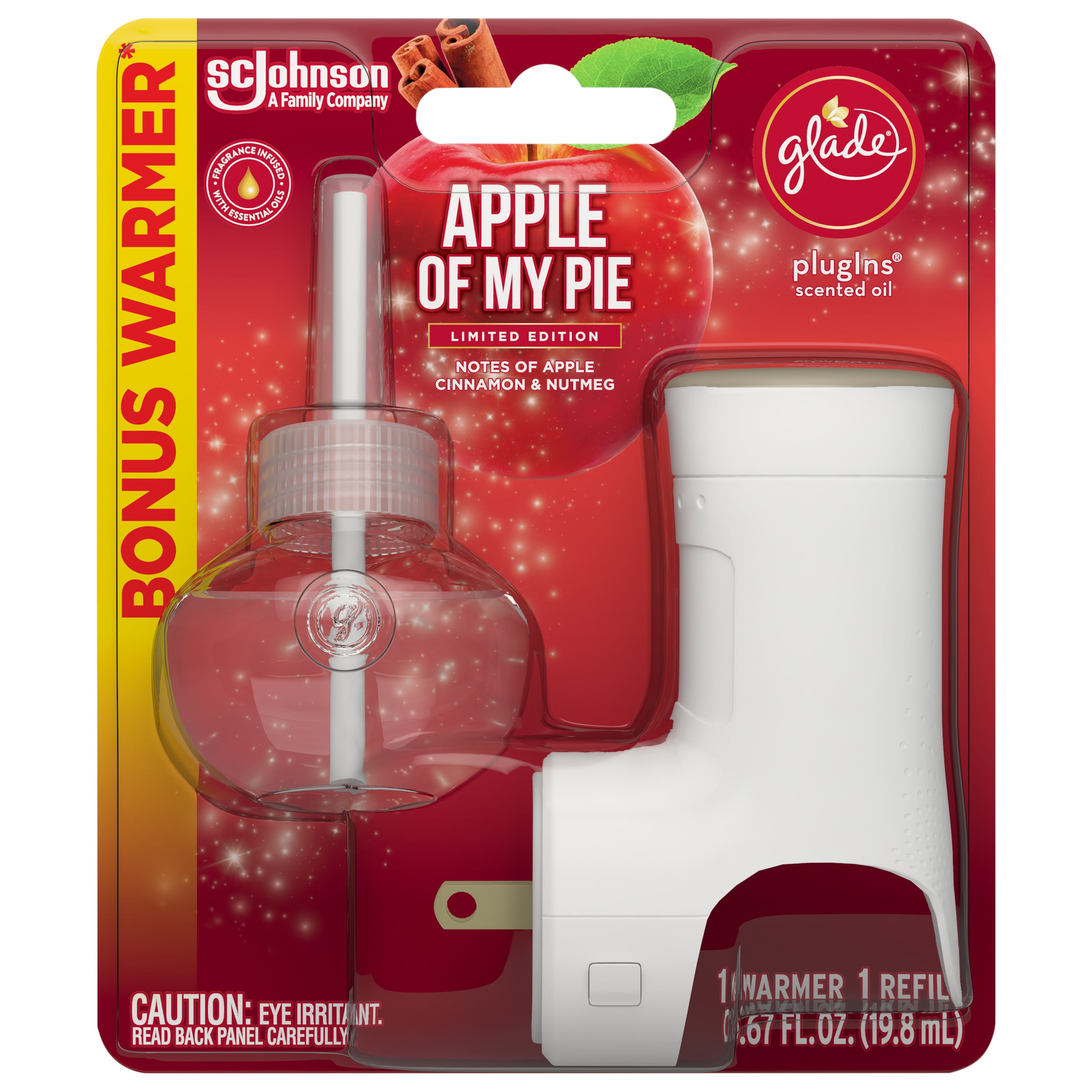 Glade PlugIns 1 Warmer + 1 CT Refill Starter Kit, Apple Of My Pie, 0.67