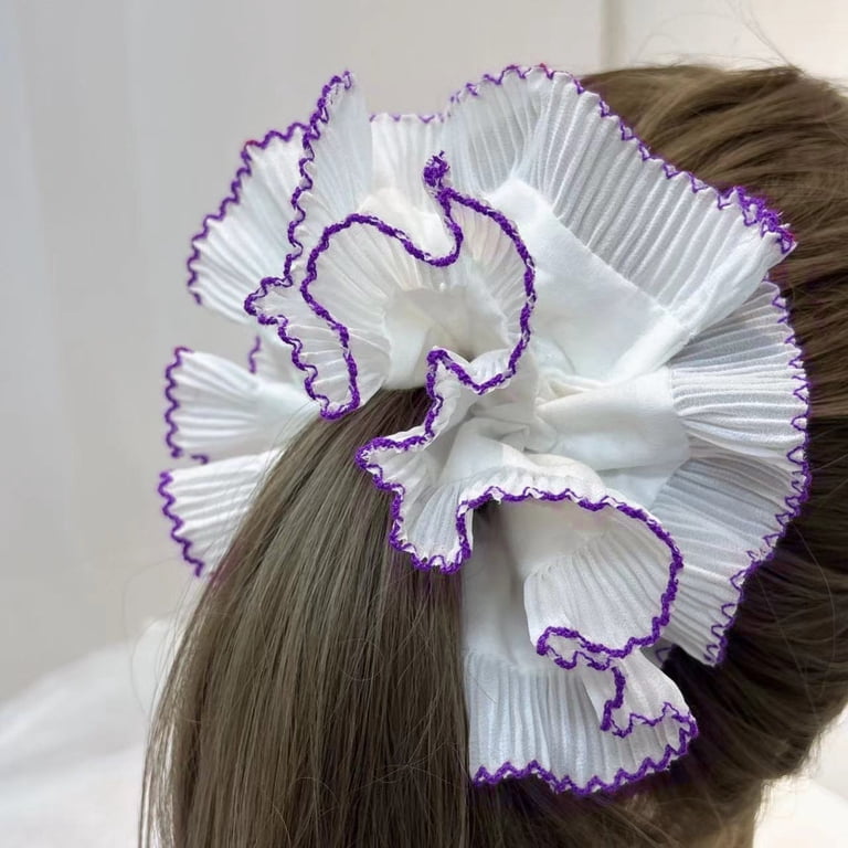 FENOHREFE Double Layer Ruffle Elastic Hair Ties Soft  display picture 3
