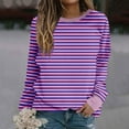 thumbnail image 2 of YUGYXL Fall Winter Sweatshirt for Women Plus Size Striped Blouses Crew Neck Long Sleeve Pullover Teen Girl Holiday Clothes Purple XXXXXL, 2 of 5