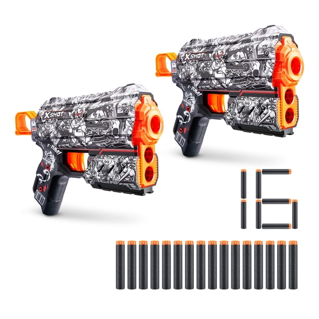 Toy Foam Dart Blaster XShot Skins Flux Illustrate, paquete de 2