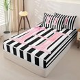 thumbnail image 2 of Manfei Minimalist Geometric Lines Zipper Twin Comforter Sets with Fitted Sheet and 2 Pillowcases,Initial Alphabet Zipper Bedding Set,Pink Reversible,4-Piece, 2 of 7