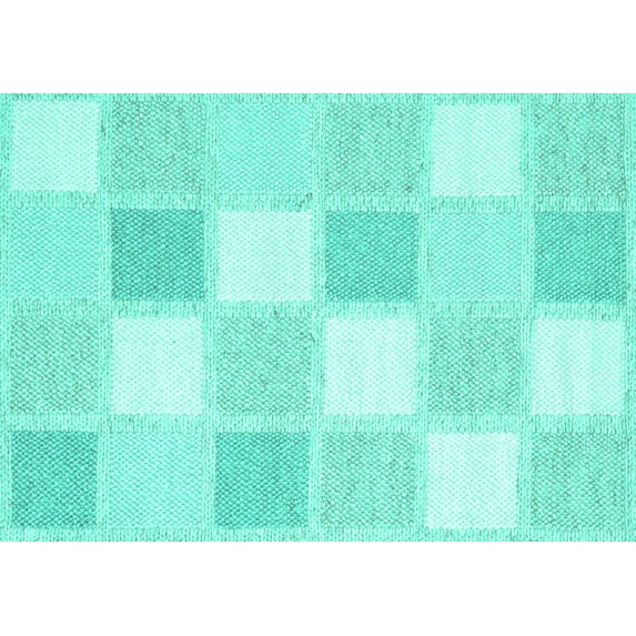 Ahgly Company Machine Washable Indoor Rectangle Checkered Turquoise Blue Modern Area Rugs, 2' x 5'